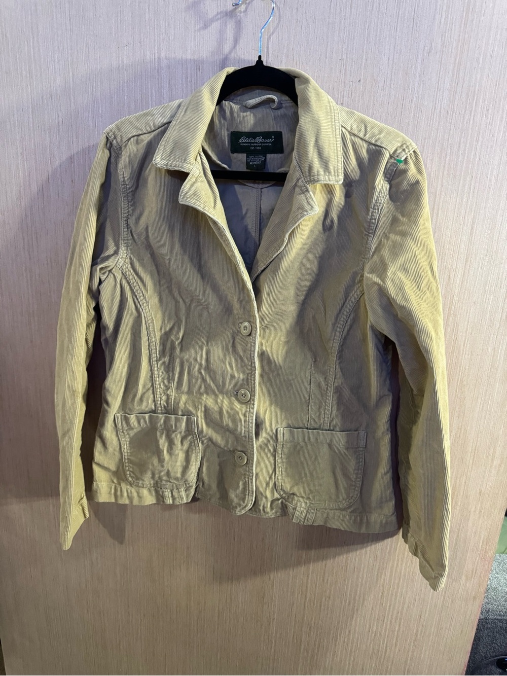 Eddie Bauer Cotton Women's Tan Corduroy Blazer Jacket Size Large